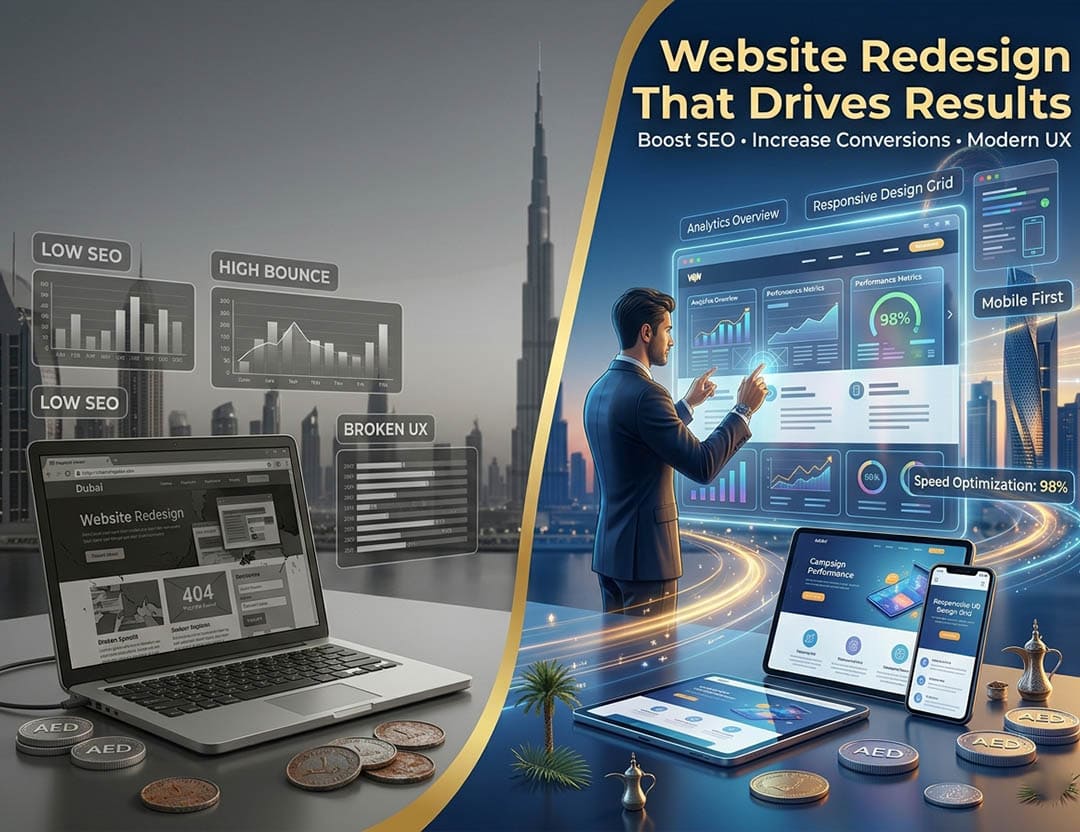 إعادة تصميم موقع إلكتروني في الإمارات | زيادة المبيعات وتحسين SEO